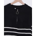 thumbnail image 3 of Sweaters for Women Zip Up Crew Neck Long Sleeve Striped Knitted Pullover Sweaters Tops Winter Sweaters Alsol Lamesa, 3 of 5