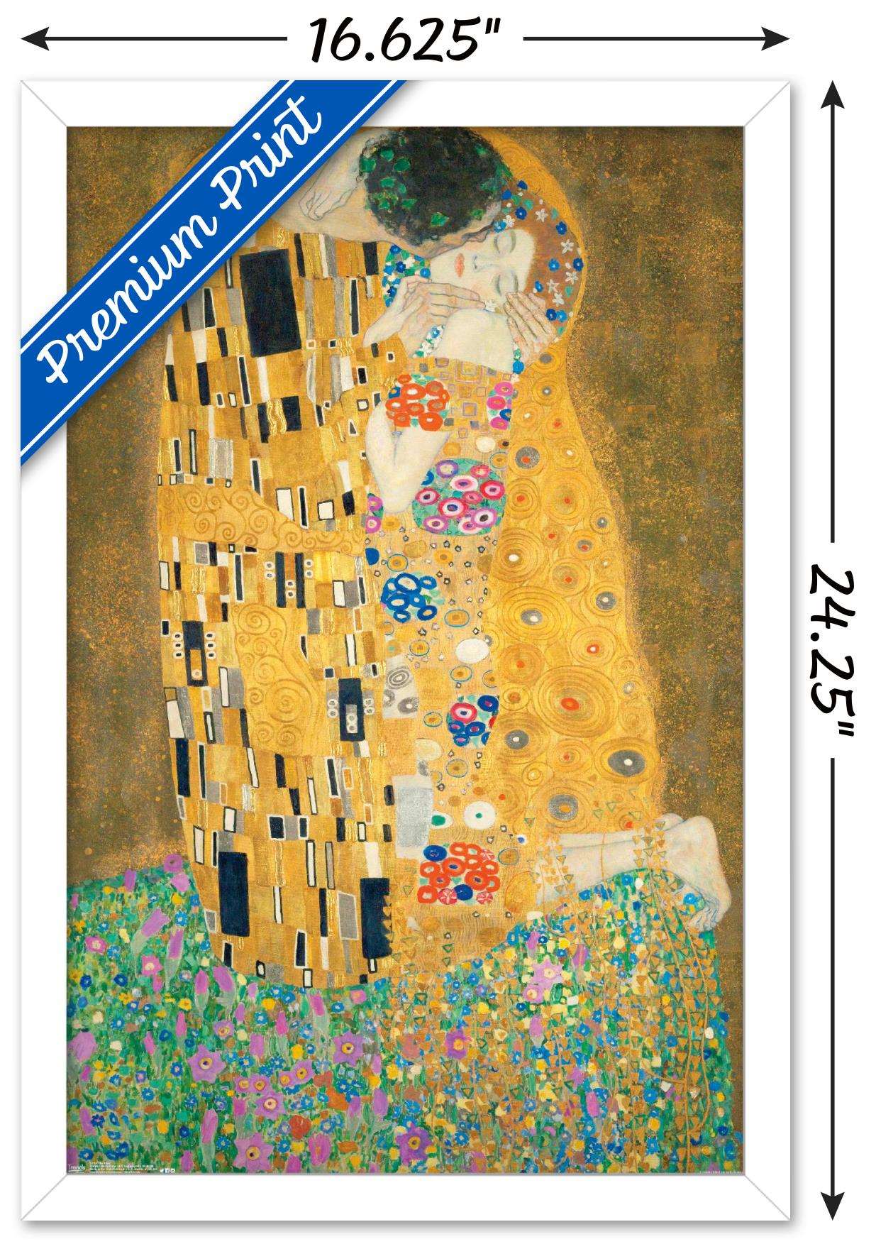 The Kiss by Gustav Limt Wall Poster, 14.725" x 22.375", Framed