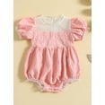 thumbnail image 2 of Coduop Baby Girls Bodysuit Jumpsuit,Short Sleeve Mesh Patchwork Flower Summer Rompers, 2 of 7