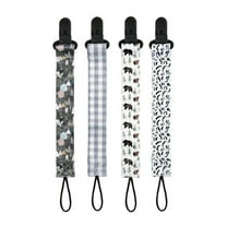 Nrmvnmi Pacifier Clip for Boys and Girls 4 Pack Graphic Print Pacifier Holder Fits All Pacifiers & Teething Toys Modern Unisex Baby Necessary