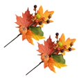 thumbnail image 1 of 2Pcs Artificial Fall Leaf Pumpkin Decoration For Thanksgiving Harvest Festival Indoor Outdoor Display 22X22Cm, 1 of 2