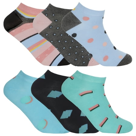 

12 Pair Multipack Girls Bamboo Trainer Liber Socks | Sock Snob | Soft Breathable Ankle Striped & Polka Dot Design Socks