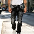 thumbnail image 6 of GrmtClth Men's Acid Wash Straight Leg Stacked Jeans, Snowflake Tie Dye Stretch Denim, Y2K Hip Hop Streetwear Baggy Pants with Pockets XL, 6 of 7