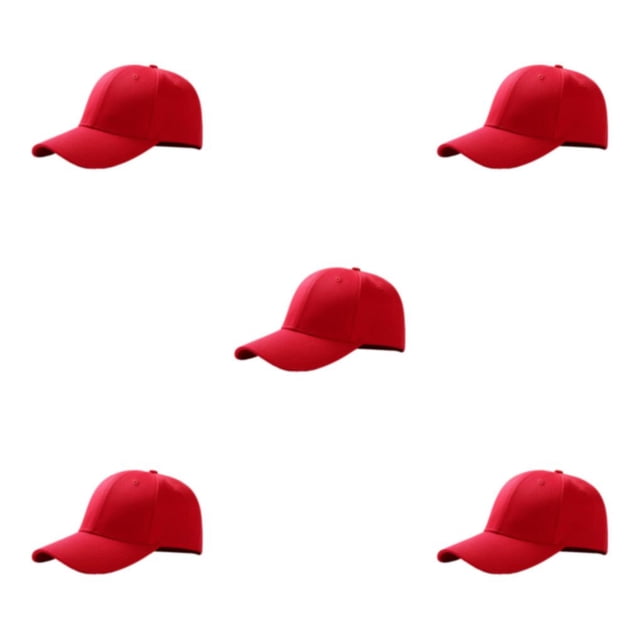 kurtrusly Sun Protection Baseball Cap Universal Size For Outdoor Adventures Universal Baseball Cap Polyester Outdoors Sun Cap red 5Set