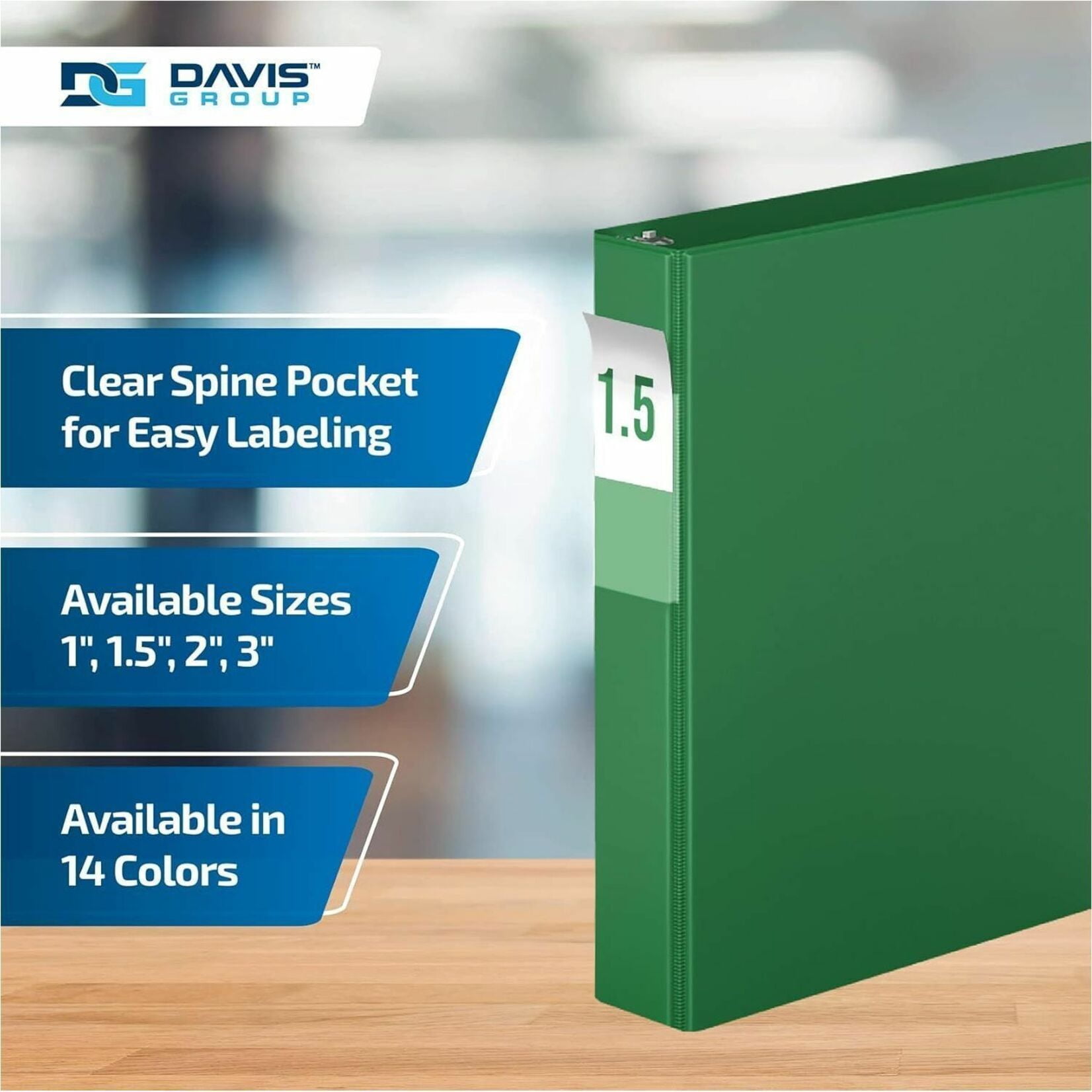 Davis Group Premium Economy, Angle D Ring, Binder, 6 Pack (Green, 1.5")