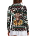 thumbnail image 2 of Uorisanigo Aztec Tribe Cow Women's Golf Shirt Size S Casual Breathable Hiking Running Workout Tops Relaxed Long Sleeve Quarter Zip Pullover for Women, 2 of 7