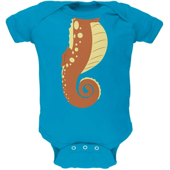 Halloween Seahorse Costume Orange Soft Baby One Piece Turquoise 0-3 M