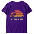 thumbnail image 5 of WREESH Womens Fashion T-Shirts Spring Summer Adult Short Sleeve Round Neck Printing Casual Blouse T-Shirt Tops Shirt Pullover Purple, 5 of 5