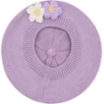 thumbnail image 2 of Baby Beret Hat Toddler Girls Winter Warm Knit Beanie French Artist Bonnet Cap with Cute Flower Accent, 2 of 7