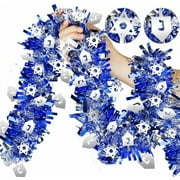 2-Pack Blue & Silver Hanukkah Tinsel Garland, 36ft with Dreidel & Star of David ornaments for indoor/outdoor decor.