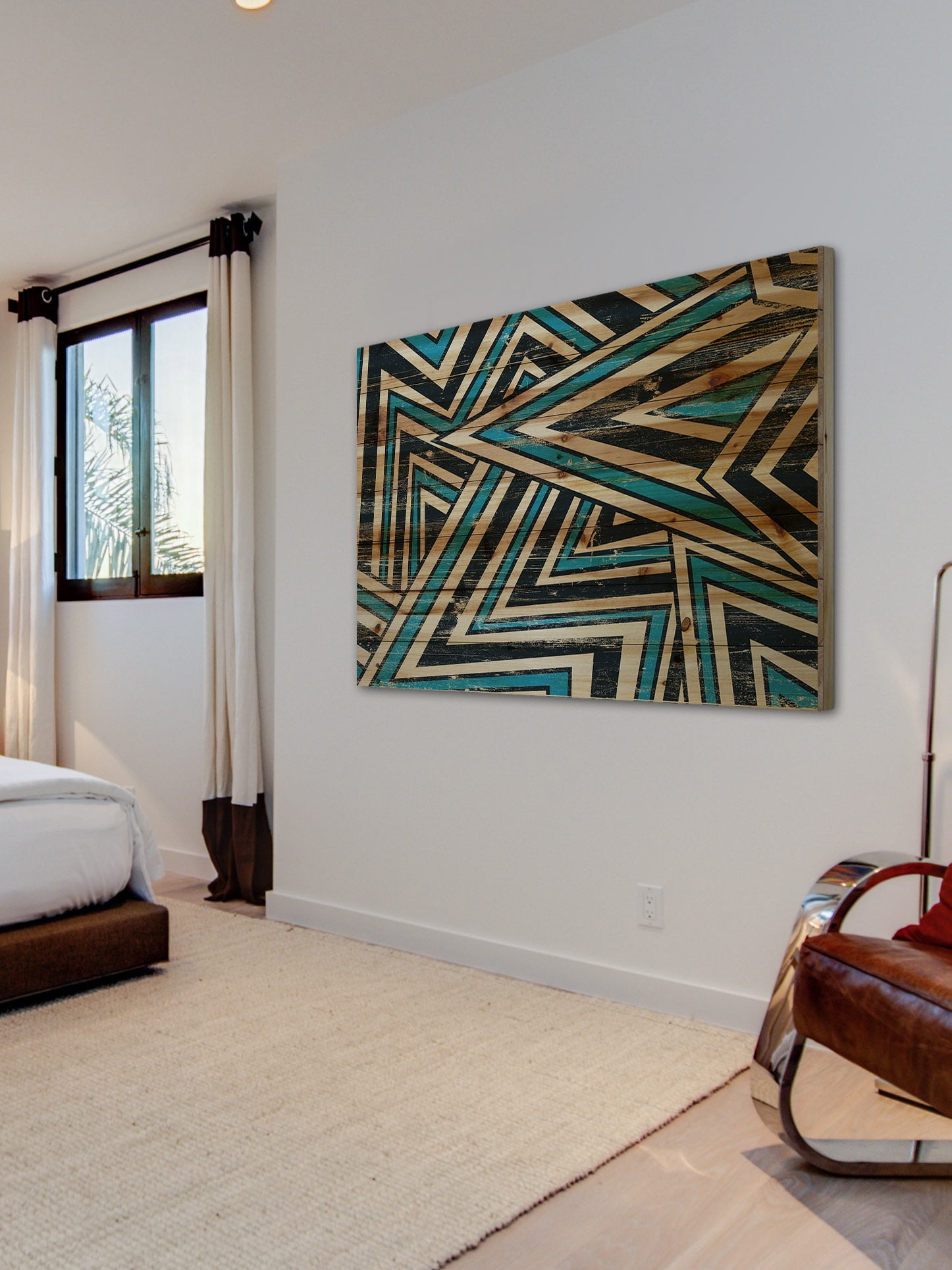 "Alternating Direction" Painting Print on Natural Pine Wood