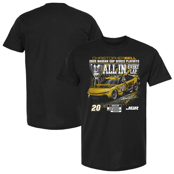 Men's Checkered Flag Sports Black Christopher Bell 2025 NASCAR Cup Series Playoffs DeWalt All In T-Shirt