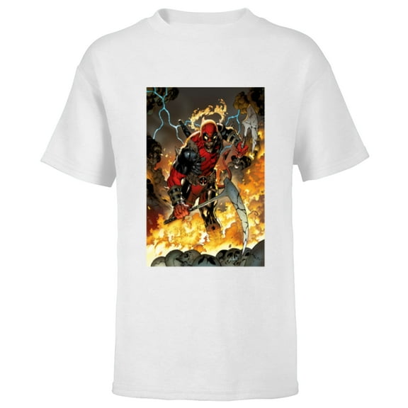 Marvel Deadpool Demonic Dark Marvel Variant Comic Cover - Short Sleeve T-Shirt for Kids - Customized-White