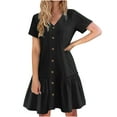 thumbnail image 1 of Robes pour Femmes 2024 Été Surdimensionné Vacances Couleur Unie Manches Courtes Fête Plage Robe 50 % de Réduction!, 1 of 8