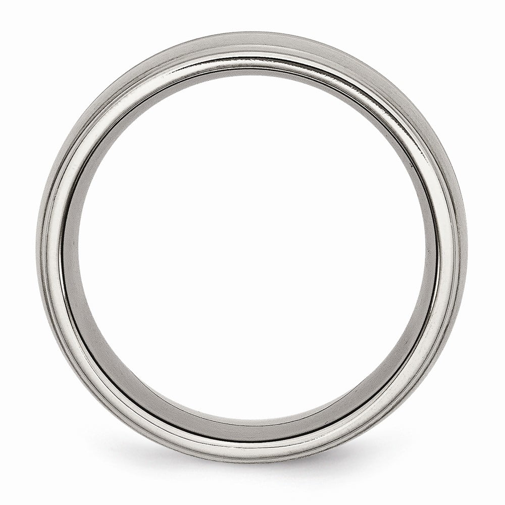 Titanium Grooved Ridged Edge 10mm Brushed And Polished Band Best Quality Free Gift Box