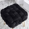 thumbnail image 5 of Ornavo Home Mirage Square Woven Velvet Ottoman with Gold Metal Legs, 5 of 5