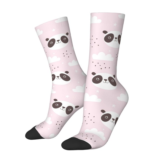 Fotbe Cute Panda Calcetas Largas con Estampado para Hombre y Mujer – Calcetas de Compresión Transpirables y Elásticas, Viajar y Uso Diario Talla 5-11
