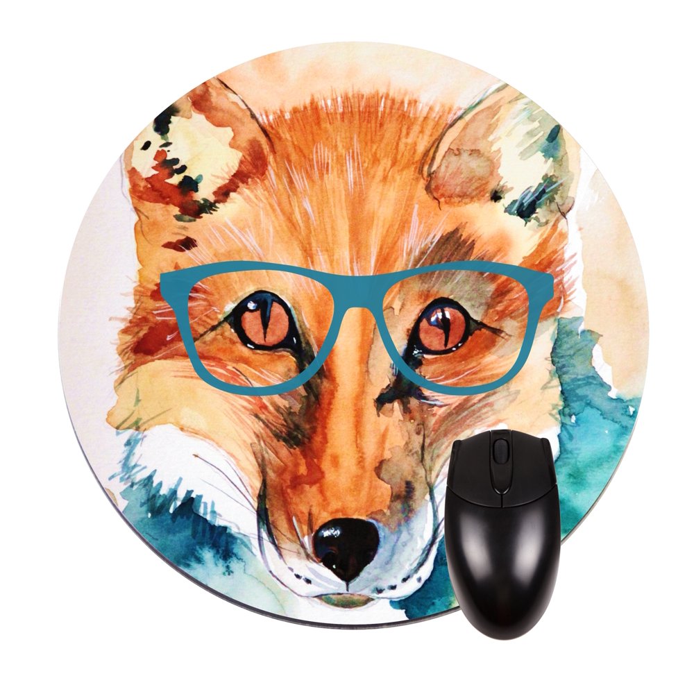 Hipster Fox 8" Round MousePad/MouseMat