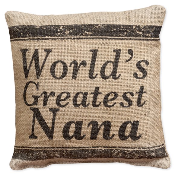 World's Greatest Nana Petit Coussin en Toile de Jute 8 Pouces x 8 Pouces
