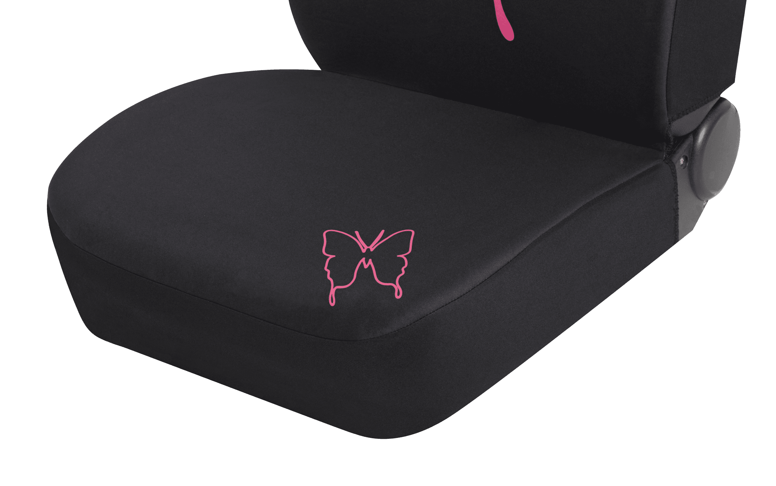 Auto Drive Full Set Seat Cover - Pink Butterfly Printed - Black Polyester -  Universal Fit - 22WMD04