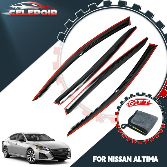 Fit 2019-2024 Nissan Altima JDM 3D Wavy Mugen Style Window Visor Sun Rain Guards