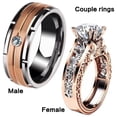 thumbnail image 2 of Anillo De Pareja De Diamantes Con Incrustaciones De Oro Rosa De Dos Colores, 2 of 4