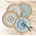 thumbnail image 5 of Fennco Styles Eclectic Mandala Water Hyacinth Edge Placemats 13" Round, Set of 4 - Multicolor Green Floral Heat Resistant Insulation Table Mats for Home, Boho Décor, Dining Table, Banquets, Holidays, 5 of 8