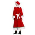 thumbnail image 4 of Mrs. Claus Costume for Women Adult Christmas Plus Size Dress with Bonnet Apron White Hair Wigs and Wire Rim Glasses -S, 4 of 8