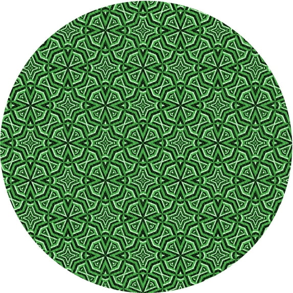 Ahgly Company Indoor Round Patterned Deep Emerald Green Area Rugs, 3' Round