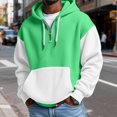 thumbnail image 3 of Y2K Style Men's Quarter-Zip Hooded Waffle Knit Sweatshirt, Thickened Fleece Texture Pullover, Fall Spring Retro Fashion,Green,5XL, 3 of 5