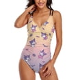 thumbnail image 4 of Kuromi And My Melody Women's One Piece Swimsuit Tummy Control V Neck Bathing Suits, 4 of 7