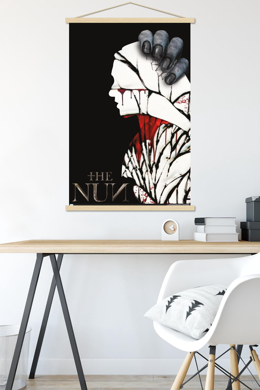 The Nun - Silhouette Wall Poster with Wooden Magnetic Frame, 22.375" x 34"