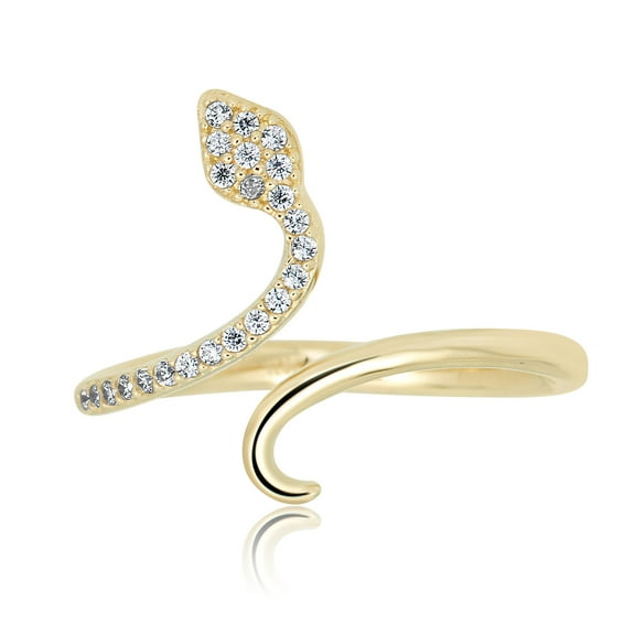 AVORA 10K Yellow Gold Simulated Diamond CZ Snake Wrap Fashion Ring - Size 8