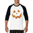 thumbnail image 1 of Artix - Mens Raglan Sleeve Baseball T-Shirts, up to Size 3XL - Halloween Costume Pumpkin Face, 1 of 4