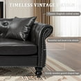thumbnail image 4 of PPorfamilia 83'' 3-Seater Chesterfield Sofa with Rolled Arms, Upholstered Sofa Padded Seat, Faux PU Leather Couch, Button Tufted Sofa with Nailhead Trim and Backrest for Living Room, Black, 4 of 7