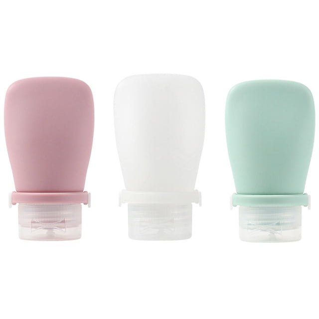 Laklulu Juego de 3 botellas de viaje, botellas y contenedores de viaje de 60 ml, pequeñas mini botellas vacías de plástico para artículos de tocador de viaje, champú y acondicionador
