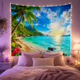 thumbnail image 2 of Sunny Tropical Beach and Mountain Tapestry, 2 of 7
