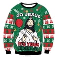 thumbnail image 2 of Suéteres de Navidad feos, jerséis verdes con estampado divertido en 3D, sudadera para fiesta navideña, cumpleaños y Navidad, 2023, 2 of 4