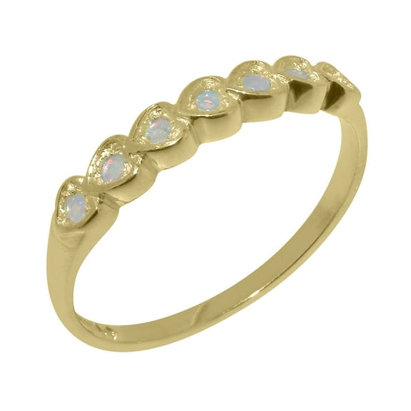 LBG British Made 18k Yellow Gold Natural Opal Womens Eternity Ring - 33 size options - Size 10