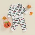 thumbnail image 2 of Halloween Toddler Baby Girl Boy Outfit Pumpkin Tractors Sweatshirt Long Sleeve Shirts Top and Pants Set Cute Fall Winter Clothes, 2 of 8