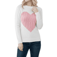 thumbnail image 2 of YEMAK Women's Pullover Sweater Long Sleeve Crewneck Cute Heart Cable Knit MK3506 (S-L)-OAT/PNK-M, 2 of 6