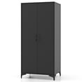 thumbnail image 2 of Demi Bonn 62" Wicker Wardrobe with 2 Doors, PE Rattan Closet with Hanging Rod, Freestanding Storage Cabinet, Black, 2 of 10