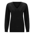 thumbnail image 5 of Sweaters For Women Casual V Neck Long Sleeve Knitted Solid Color Pullover Tops Soft Comfortable Fall Winter Everyday Wear Womens Sweaters Black L, 5 of 6