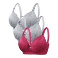 thumbnail image 1 of DecSea 3PC Women's Solid Color Steel Ring Oversized Gathering Underwear Daily Bra, 1 of 4