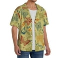 thumbnail image 4 of KLL Floral with Butterflies Print Men's Shirt Short Sleeve Button Down Summer Cuba Beach Shirts- Small, 4 of 7