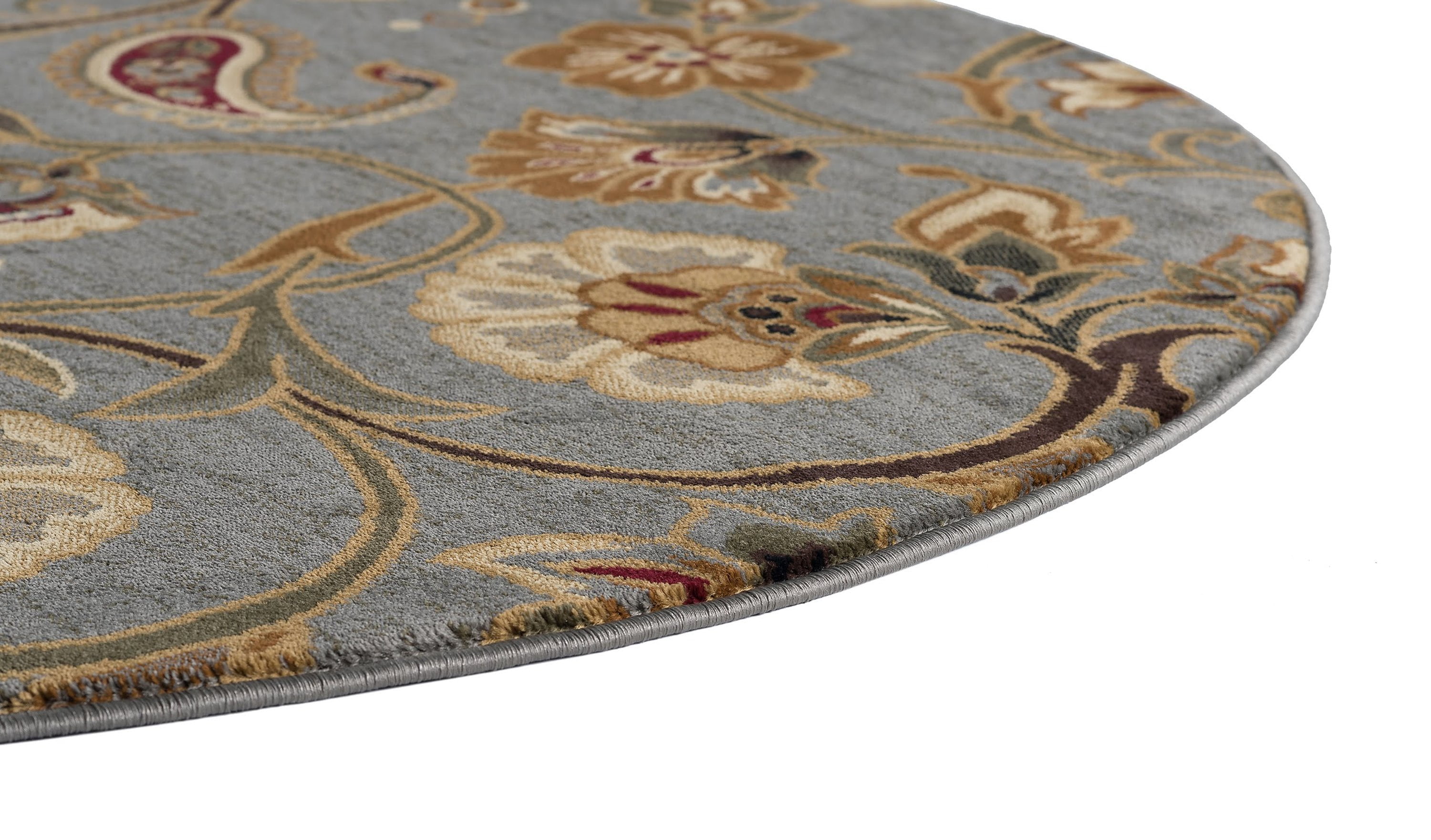 Impressions Transitional 5' Round Blue and Green Polypropylene Indoor Area Rug