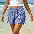 thumbnail image 6 of Yievot Plaid Shorts for Women Side Bow Elastic Waist Relaxed Fit Casual Summer Lounge Shorts, 6 of 9