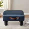 thumbnail image 7 of Dycanpo 9" Foot Stool with Handle, Faux Leather Foot Rest for Living Room, Dark Blue, 7 of 7