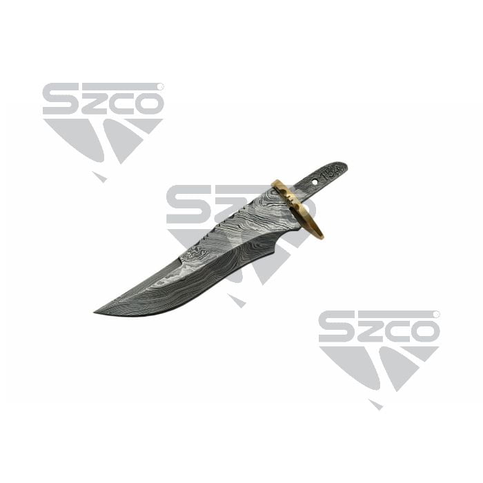 SZCO 6.25 Inch Damascus Fixed Blade Knife With Guard Leather Sheath Outdoor Utility Hunting Knife 4.75 Inch Damascus Blade
