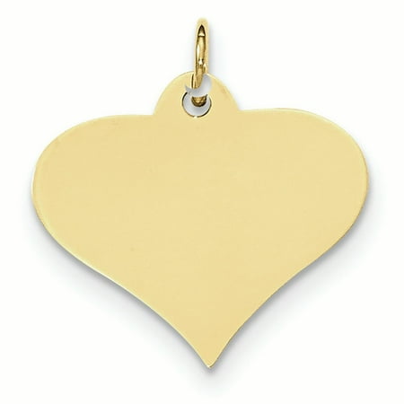 Gold Heart Disc Charm - 10K Yellow Gold .018 Gauge Engravable Heart Disc Charm Pendant MSRP $253